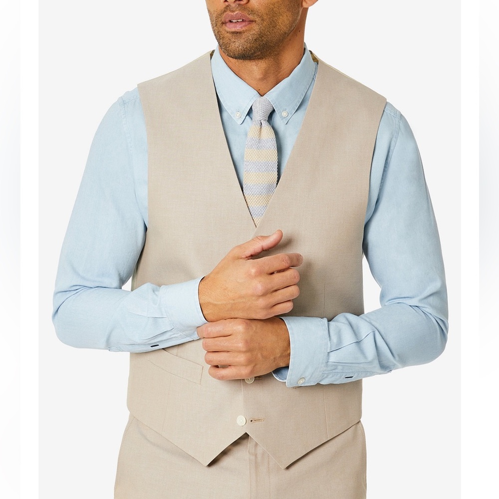Tommy Hilfiger Men's Modern-Fit TH Flex Stretch Chambray Vest, Size LARGE